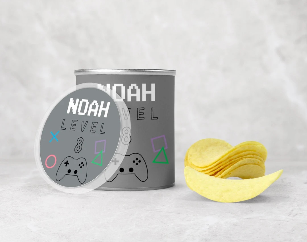 A: Chips Pringles Dosen Gaming Party / jungs grau spiele level up feiern personalisierte verpacku... | Etsy (DACH)