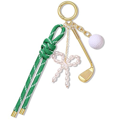 PHALIN Golf Keychain Bag Charms for Women Nylon Rope Pearl Bow Golf Purse Charm Golf Cheer Mom Essentials Accessories Gifts | Amazon (US)