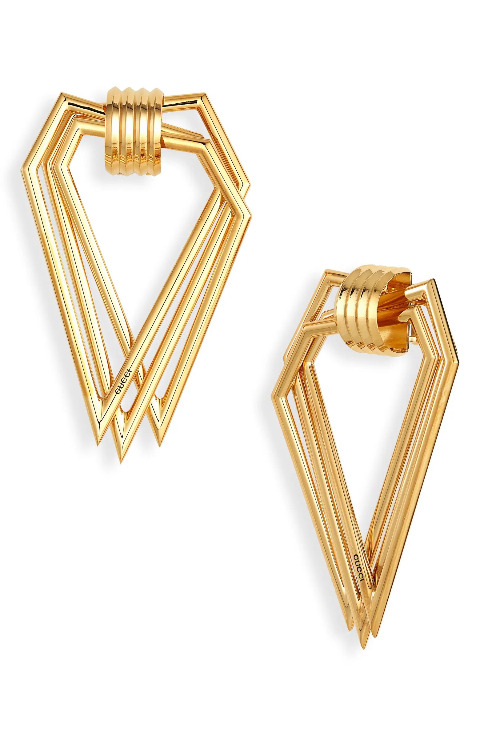 Gucci Geometric Hoop Clip-On Drop Earrings | Nordstrom | Nordstrom