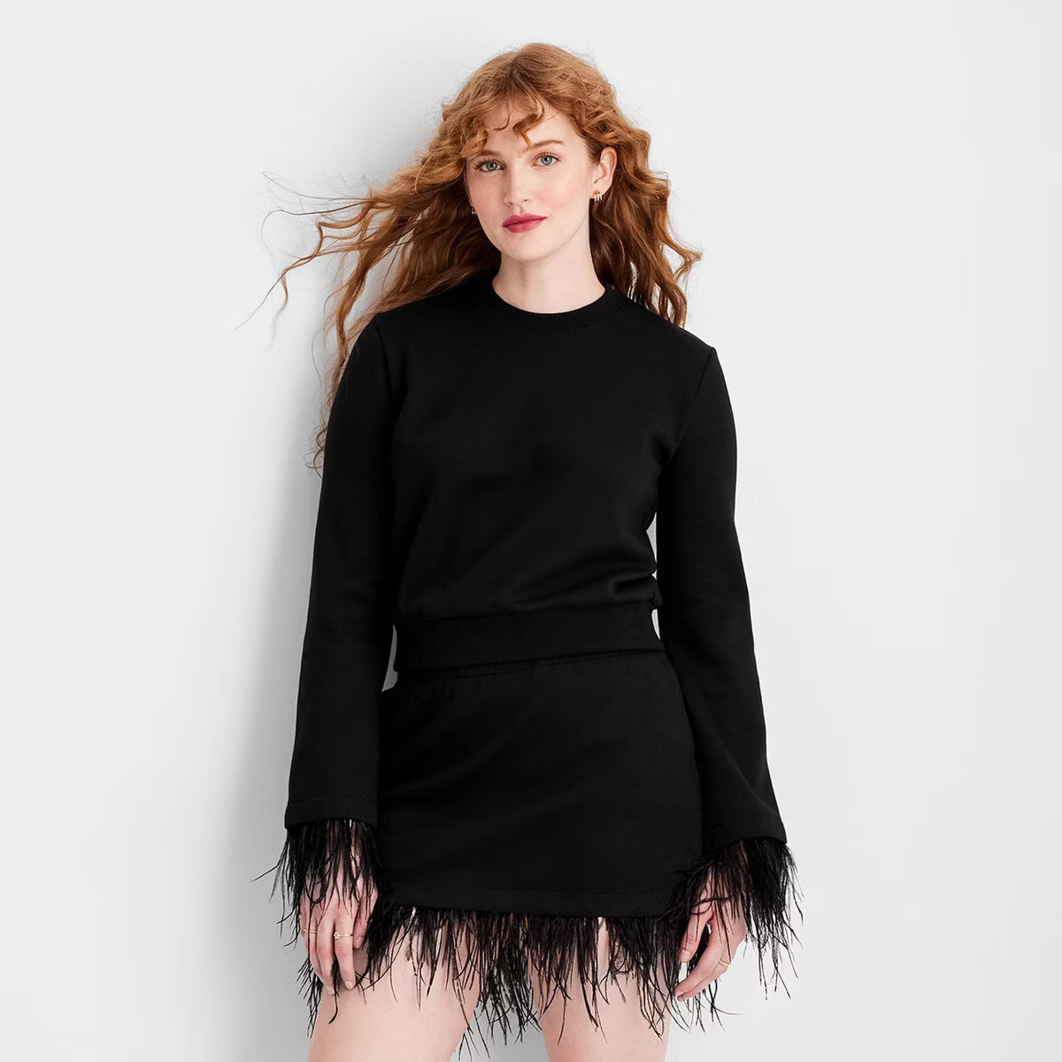 Women's Crewneck Feather Trim Sweater - Future Collective | Target