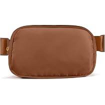 Belt Bag Zipper Fanny Pack Crossbody Bags for Women,Fashion Nylon Waist Packs, Water Repellent Two Way wear with Adjustable Strap Gifts for Teenage Girls Women Men(Brown) | Amazon (US)
