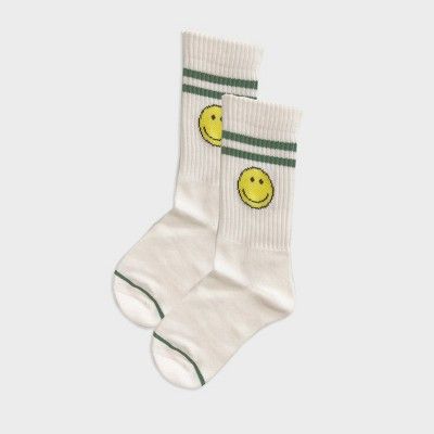Women's Ascot + Hart Smile Graphic Socks - White | Target