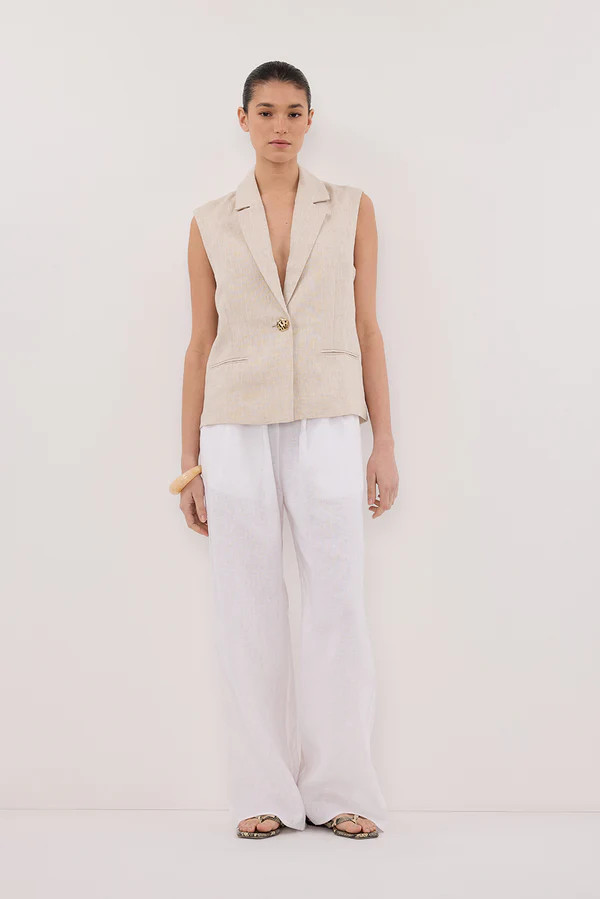SELAH NATURAL LINEN SLEEVELESS VEST | DISSH