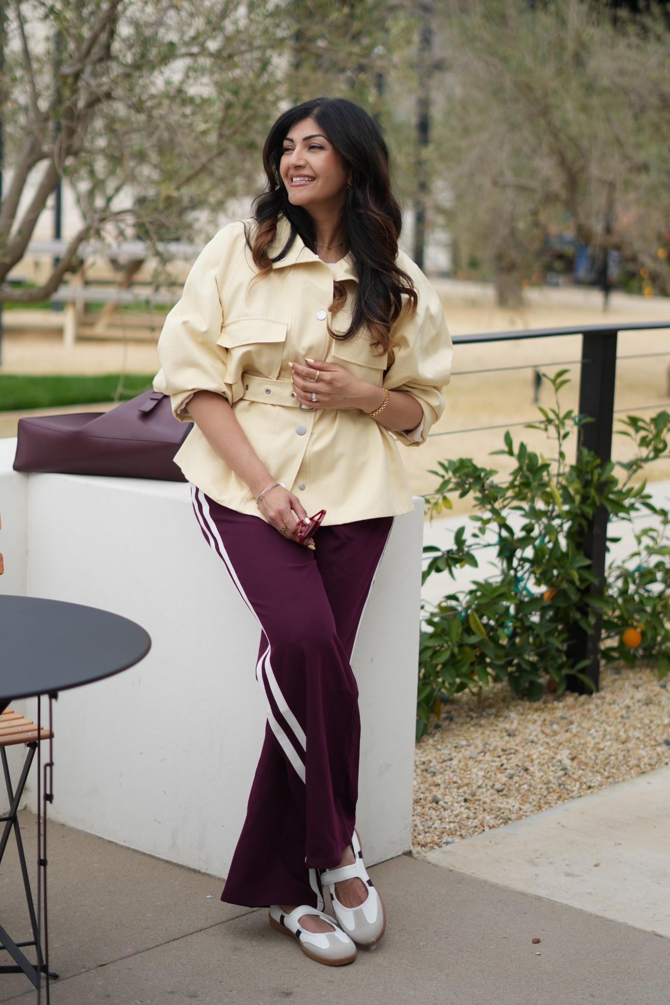 Totally in love with this yellow and burgundy sporty combo. For a mom on the go, this elevated casual outfit checks all the boxes:
- athletic track pants 
- buttery yellow utility jacket 
- adidas samba jane (I’m wearing the Amazon version and they are just as good)
- burgundy aviators

Wear this to:
- brunch
- sports games 
- weekend errands
- travel 

I’ve linked an affordable alternative for the jacket. 

#casualoutfit #trackpants #utilityjacket #adidas #traveloutfit 

#LTKootd #LTKmomlife #LTKTravel