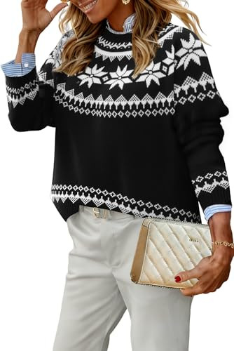 EARKOHA Women's Casual Mock Neck Ribbed Sweater Pullover 2026 Fall Long Sleeve Print Fair Isle Sw... | Amazon (US)