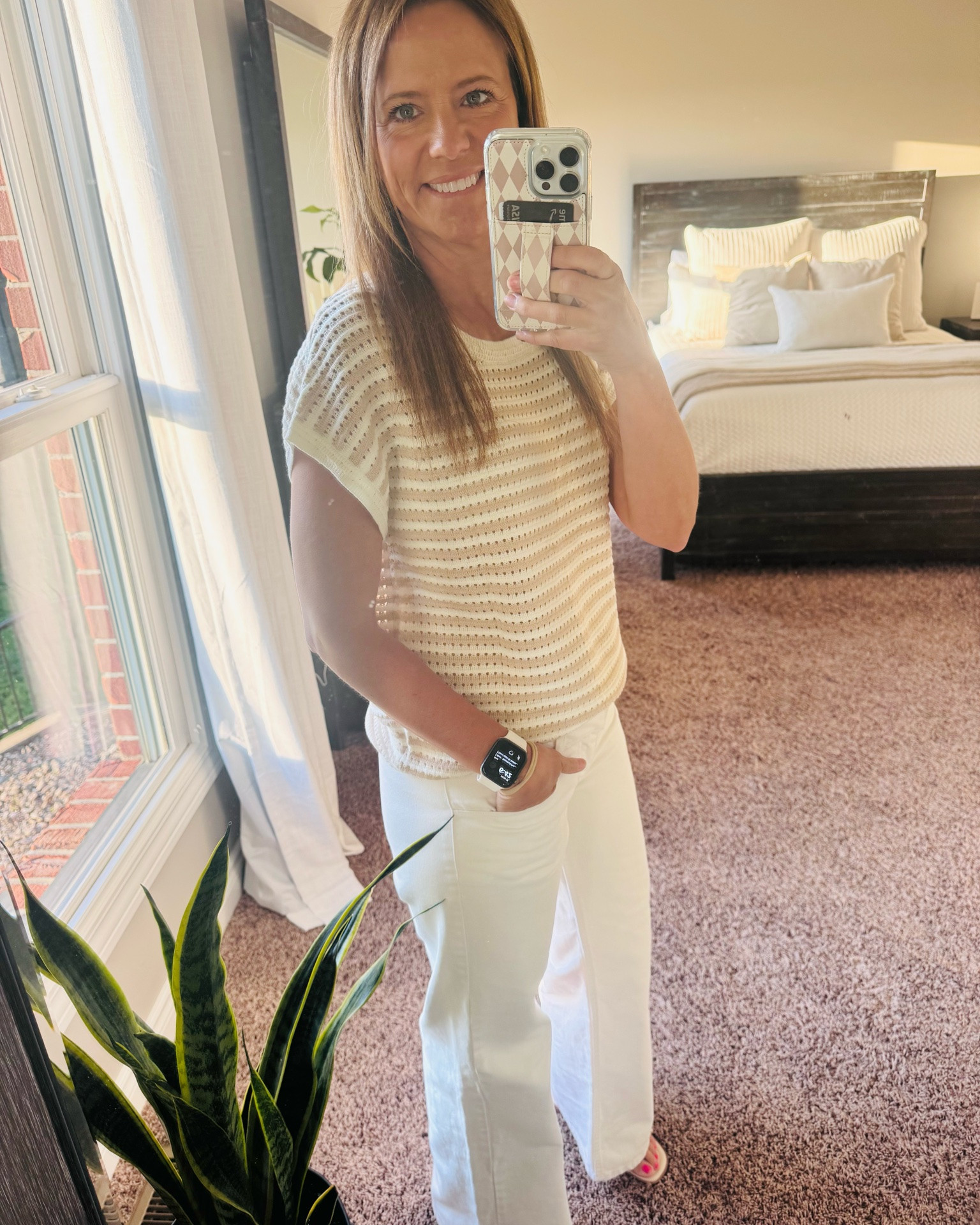 Neutral + chic is always a yes for me 🤍✨

This lightweight knit top and white wide leg pants combo is giving effortless summer style while still being SO comfy. Paired it with the cutest strappy sandals and a pop of pink toes for a fun little touch 💕

Perfect for brunch, vacation, date night, or just feeling put together while staying comfortable. Linking everything on my LTK! 🤍 #LTKStyle #LTKFinds #NeutralStyle #SummerOutfit #WideLegPants #OOTD #LTKstyle #LTKunder100 #neutralstyle #effortlessfashion #everydayoutfit

#LTKootd #LTKmomlife #LTKOver40