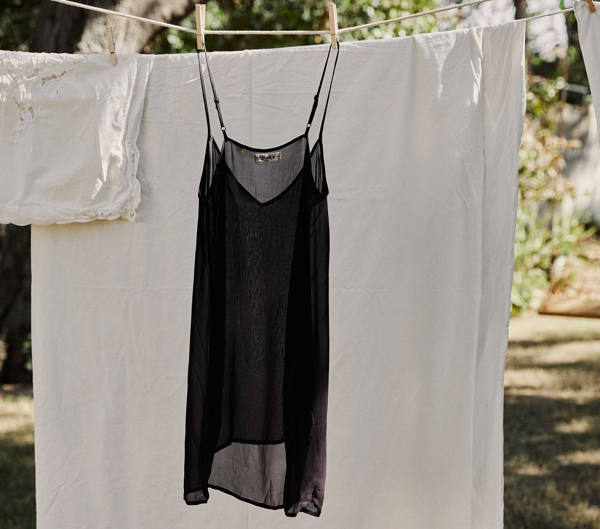 Short Deep V-Neck Slip - Black | DÔEN | DOEN