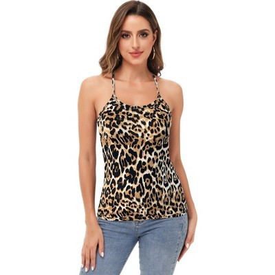 Anna-Kaci Women's Fashion Leopard Print Spaghetti Strap Soft Racerback Tank Top for Fashion Looks - X Large ,Yellow | Target