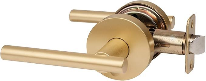 Designers Impressions Kain Design Satin Brass Privacy Euro Door Lever Hardware (Bed and Bath) | Amazon (US)