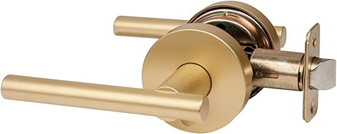 Designers Impressions Kain Design Contemporary Satin Brass Privacy Euro Door Lever Hardware (Bed ... | Amazon (US)