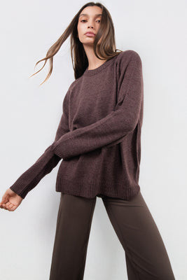 Vitality Knit Oversized Crewneck Sweater - Espresso Marl | Vitality