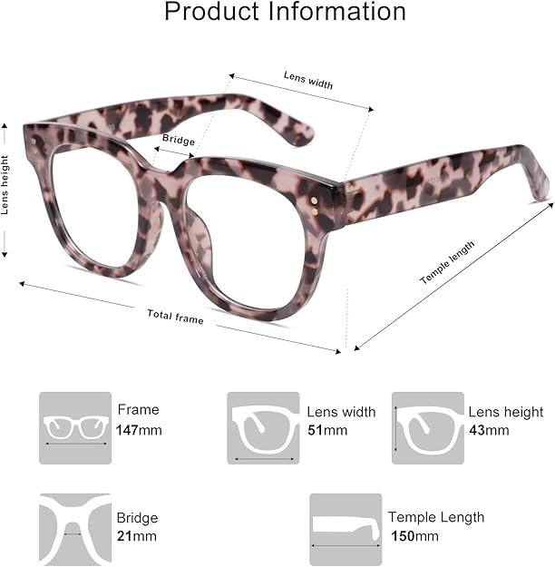 Amazon.com: SOJOS Oversized Square Anti Blue Light Blocking Glasses for Women Thick Computer Eyeg... | Amazon (US)