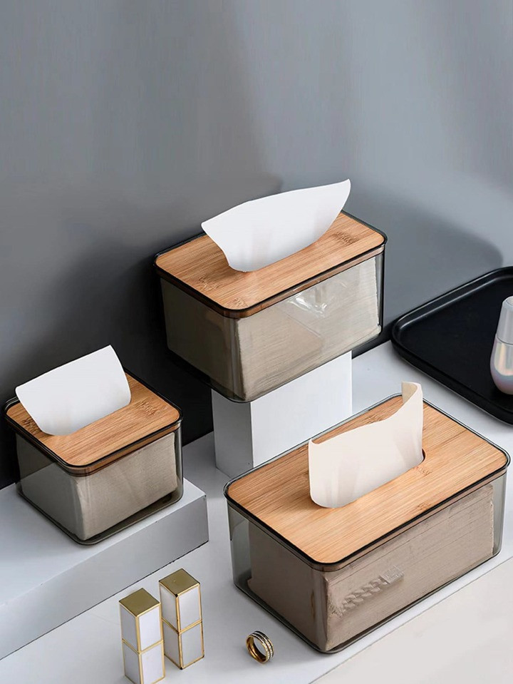 1pc Plain Tissue Storage Box, Modern Plastic Multifunction Tissue Box For Desk | SHEIN