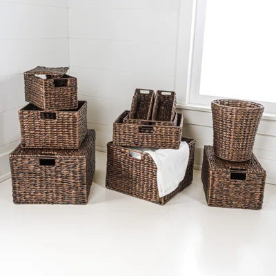 Traditional Assorted Hand-Woven Hyacinth/Iron Baskets (Set of 10) | Wayfair North America