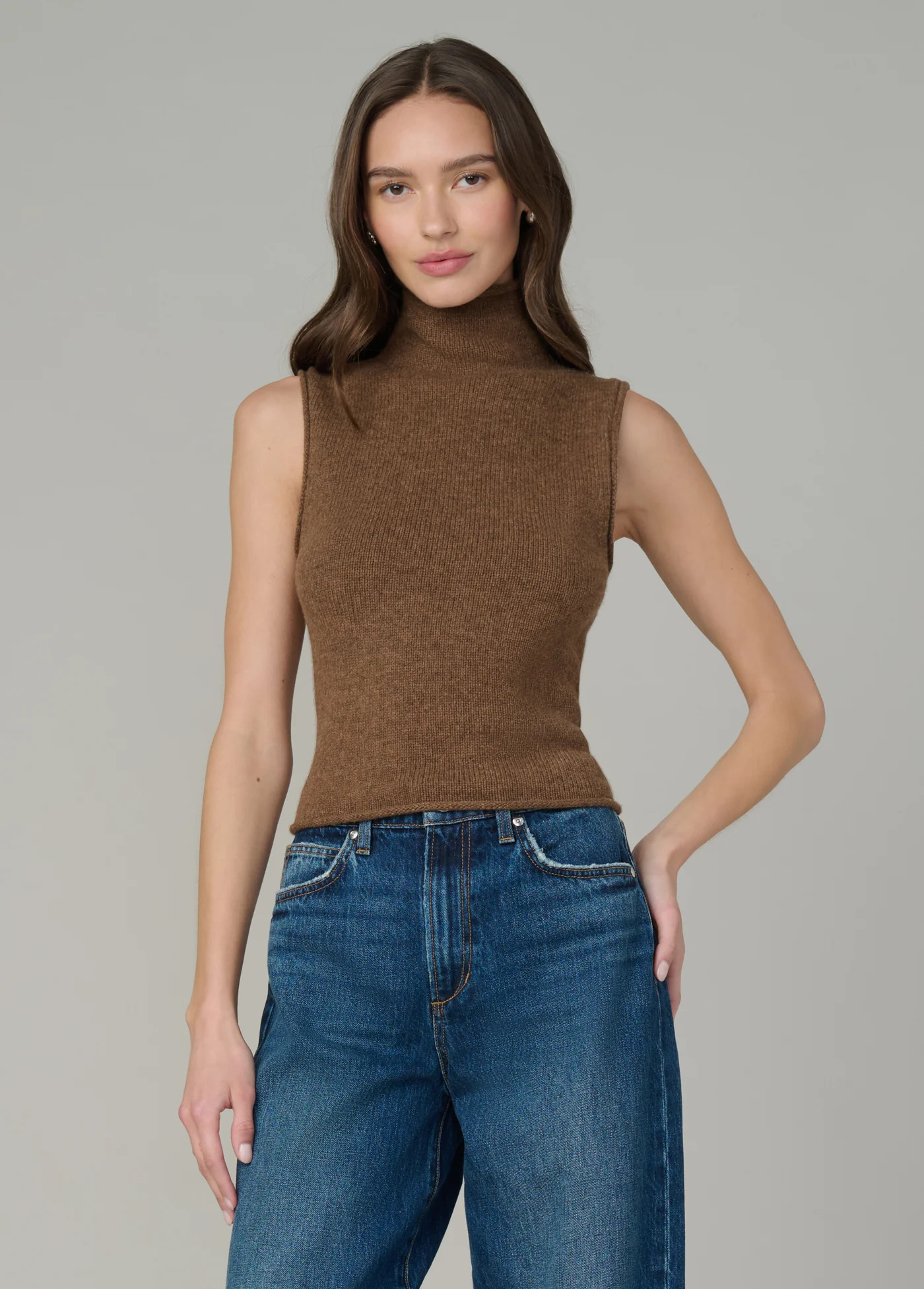 THE STEVIE SLEEVELESS ROLL NECK SWEATER | JOES