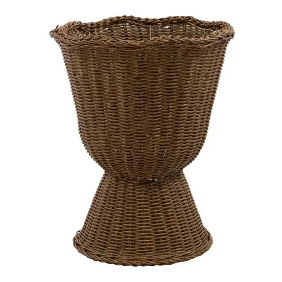 16.9'' Rattan Woven Urn-Style Planter, All-Season Decorative Plant Pot for Indoor Outdoor, Rustic... | Walmart (US)