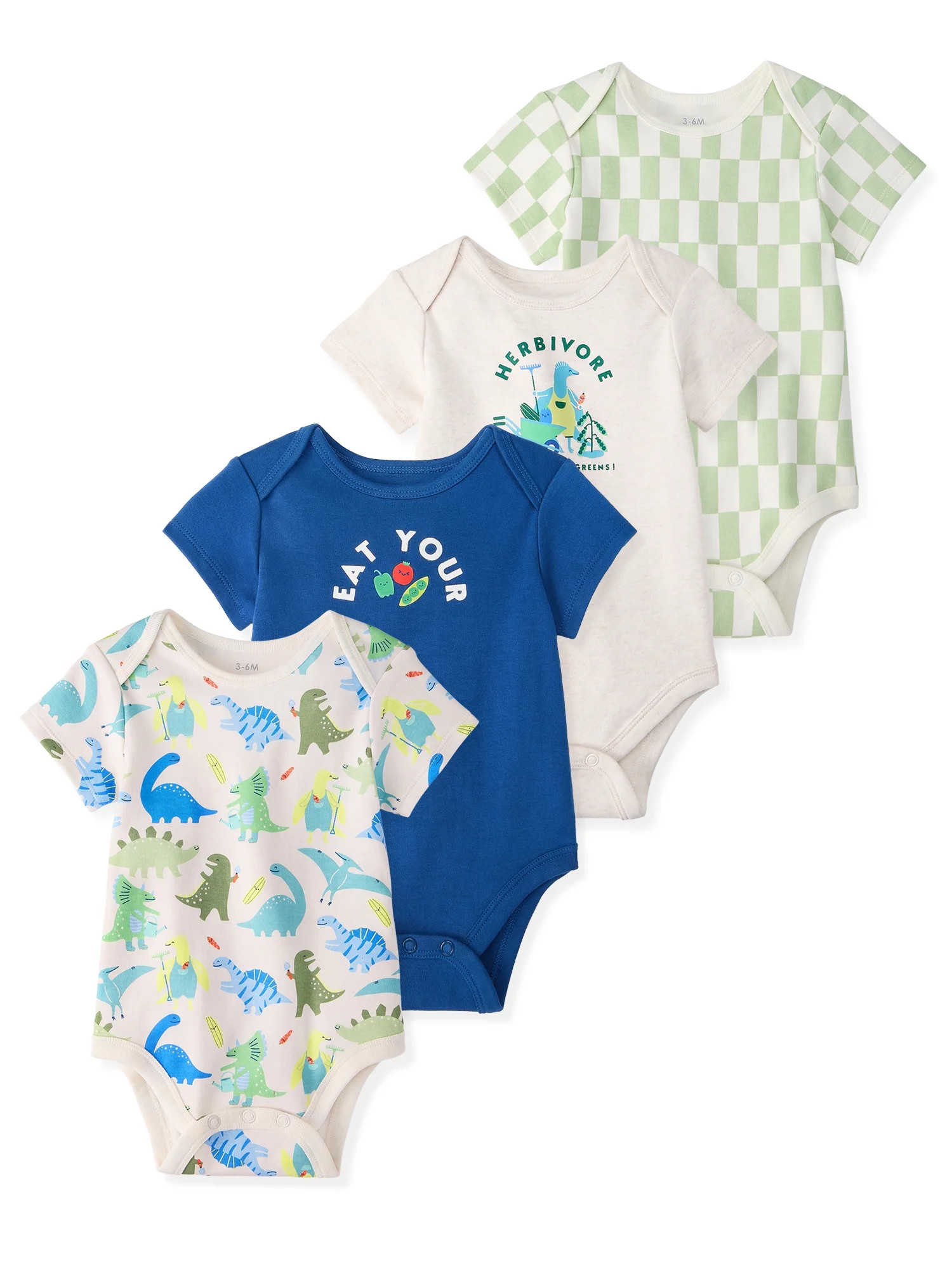 Garanimals Baby Boy Cotton Lap-Shoulder Short-Sleeve Bodysuits, 4-Pack, 0–24M | Walmart (US)