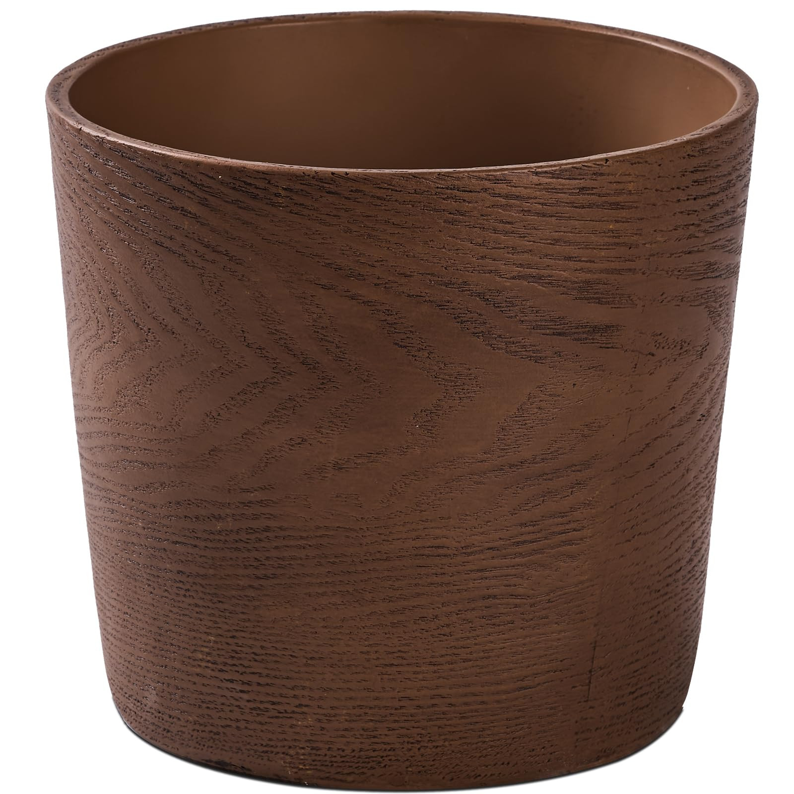 Ekirlin 7 inch Plant Pot, Resin Mahogany Texture Flower Planters with Drain Hole, Removable Rubber Stopper and Non-Slip Soft Pad - for Most Plants and Flowers | Amazon (US)