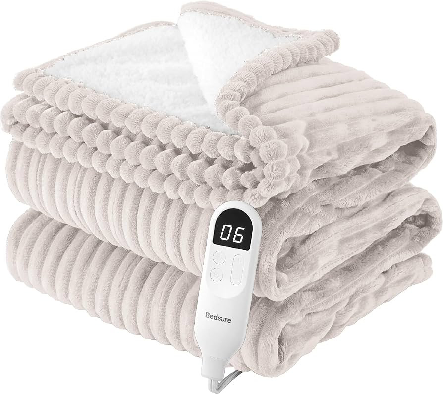 Bedsure Heated Blanket Electric Full Size - Soft Ribbed Flannel, Fast Heating Electric Blanket wi... | Amazon (US)