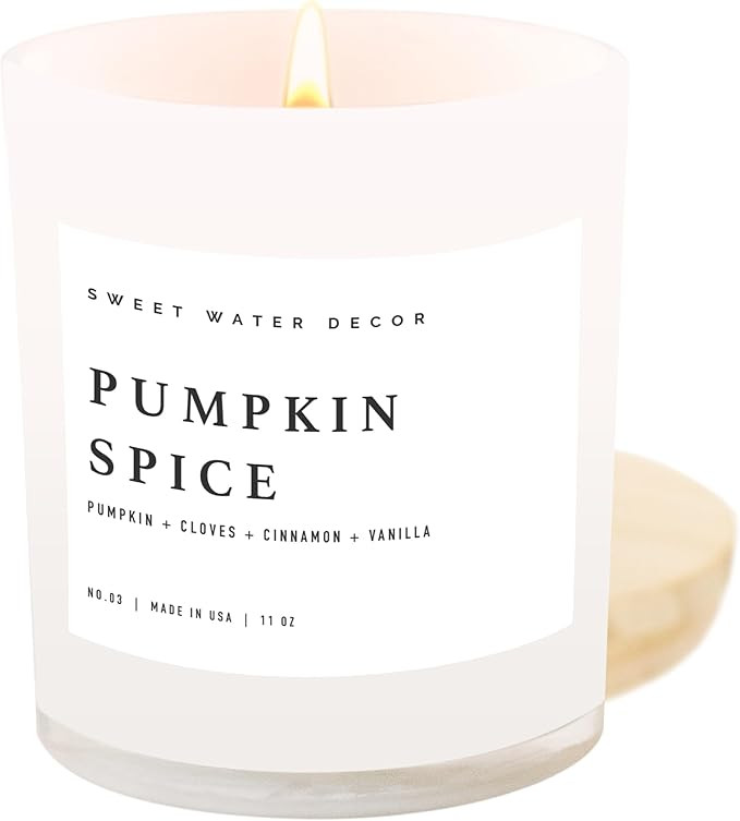 Sweet Water Decor Pumpkin Spice Candle - Fall Candles with Pumpkin, Clover, Cinnamon & Vanilla Sc... | Amazon (US)