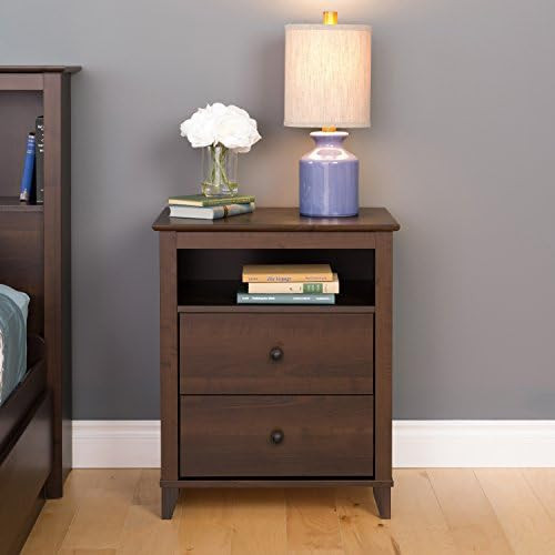 Prepac Yaletown 2 Drawer Tall Nightstand, Espresso | Amazon (US)