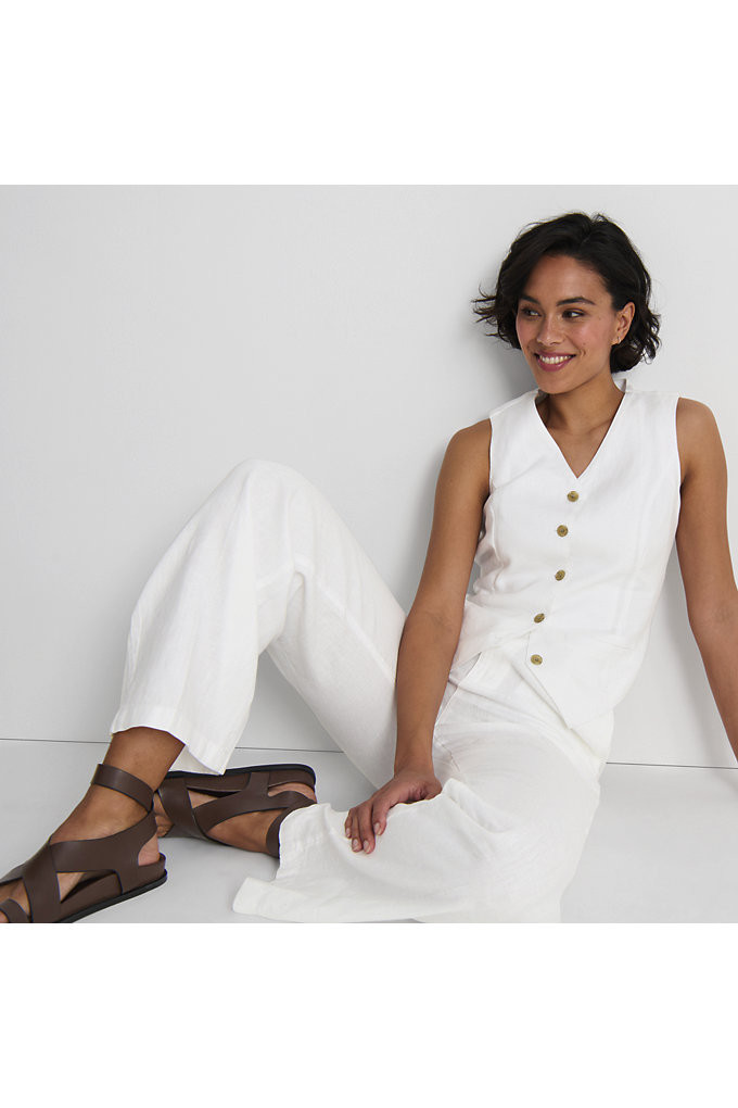 Women's Linen Vest - Lands' End - White - M | Lands' End (US)