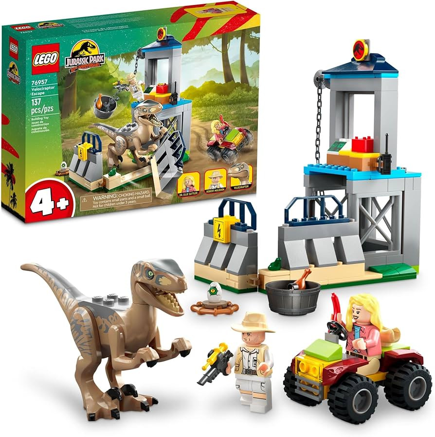 LEGO Jurassic Park Velociraptor Escape 76957 Learn to Build Dinosaur Toy for Boys and Girls; Gift... | Amazon (US)