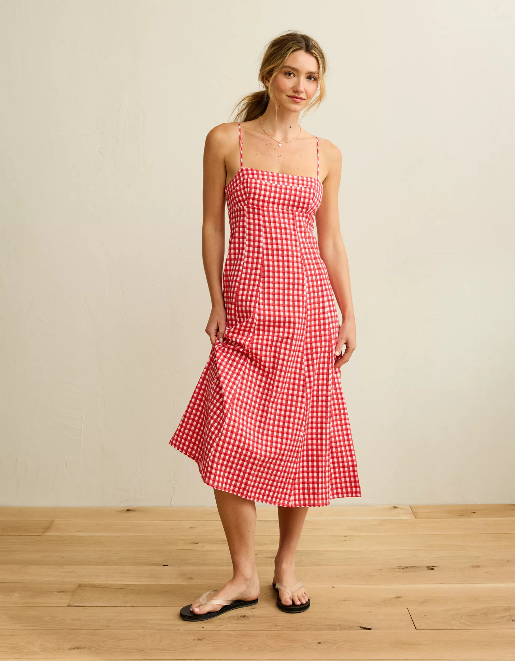 AE Sweetheart Neck Babydoll Midi Dress | American Eagle Outfitters (US & CA)