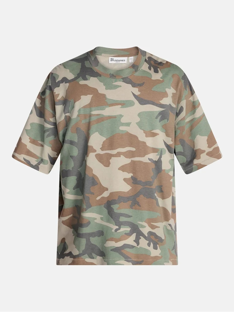 No Boundaries Men's Oversized Boxy Tee Shirt with Short Sleeves, XS-4XLT | Walmart (US)