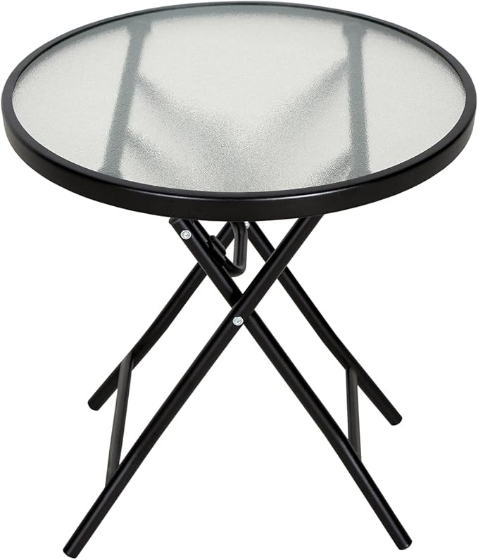 Abba Patio Bistro Table,18" Round Folding Side Table with Tempered Glass Tabletop,Small End Table... | Amazon (US)