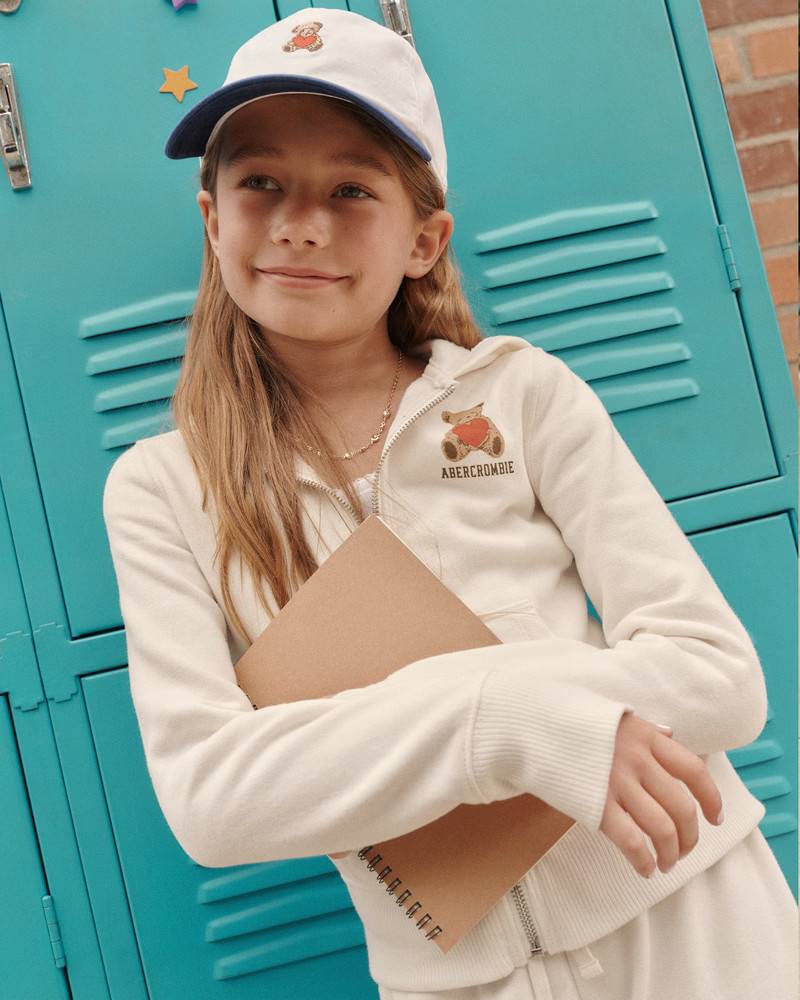 girls slim graphic full-zip hoodie | girls tops | Abercrombie.com | Abercrombie & Fitch (US)