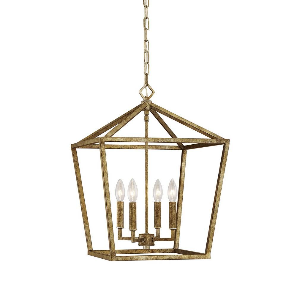 Millennium Lighting 4-Light 16 in. Wide Vintage Gold Taper Candle Pendant-3244 VG - The Home Depo... | The Home Depot