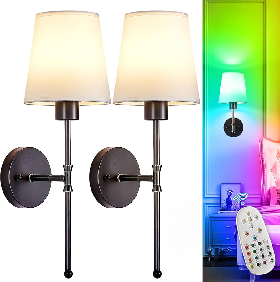 Depuley Battery Operated Wall Sconce: 19.9 Inch Set of 2 Wireless Wall Lights with Remote for Bed... | Amazon (US)