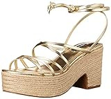 NINE WEST Women's RIPLEE Heeled Sandal, Gold, 11 | Amazon (US)