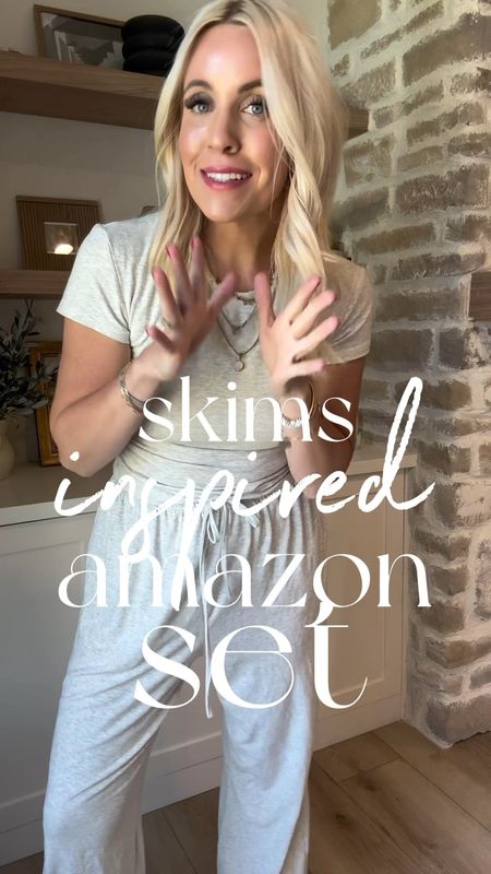 Skims inspired amazon set! Wearing a size M but could’ve definitely done a small! The fabric is incredible and washed very well! Wear it with sneakers or lounge. I love it with a denim jacket too. Great lightweight for spring and summer!

#LTKfindsunder50 #LTKfindsunder100 #LTKsalealert