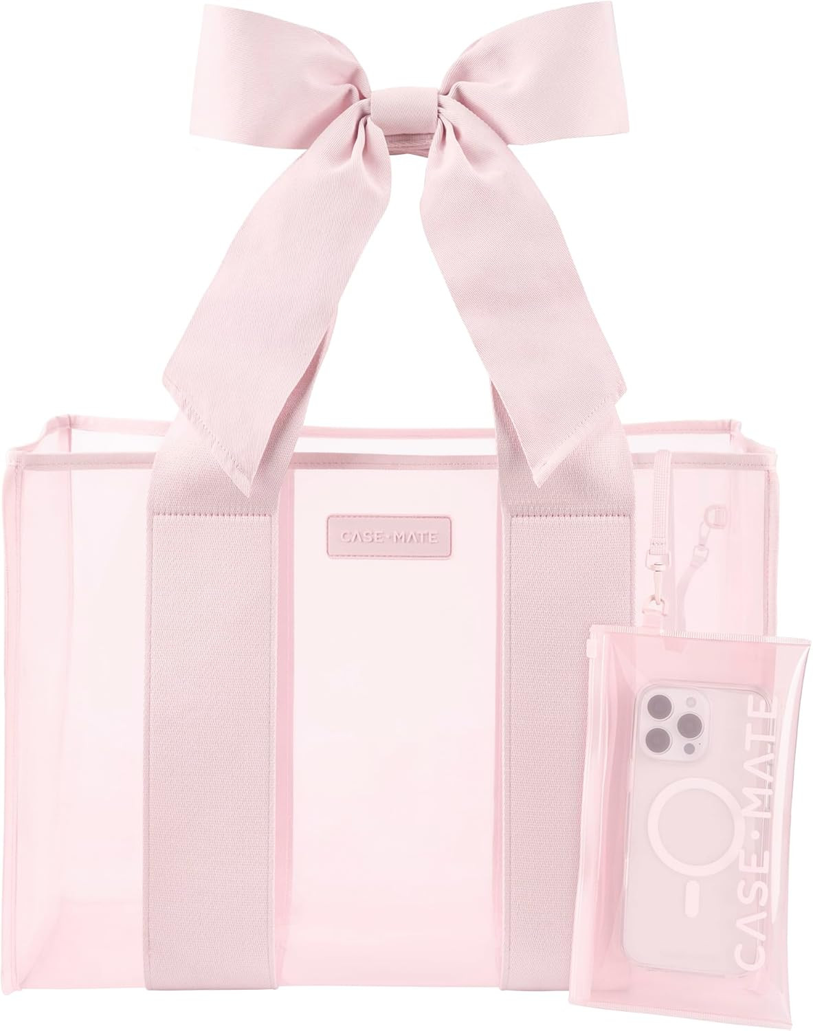 Case-Mate Pink Bow Beach Tote - Lightweight Beach Bag with Phone Pouch for Women - Waterproof, Ti... | Amazon (US)
