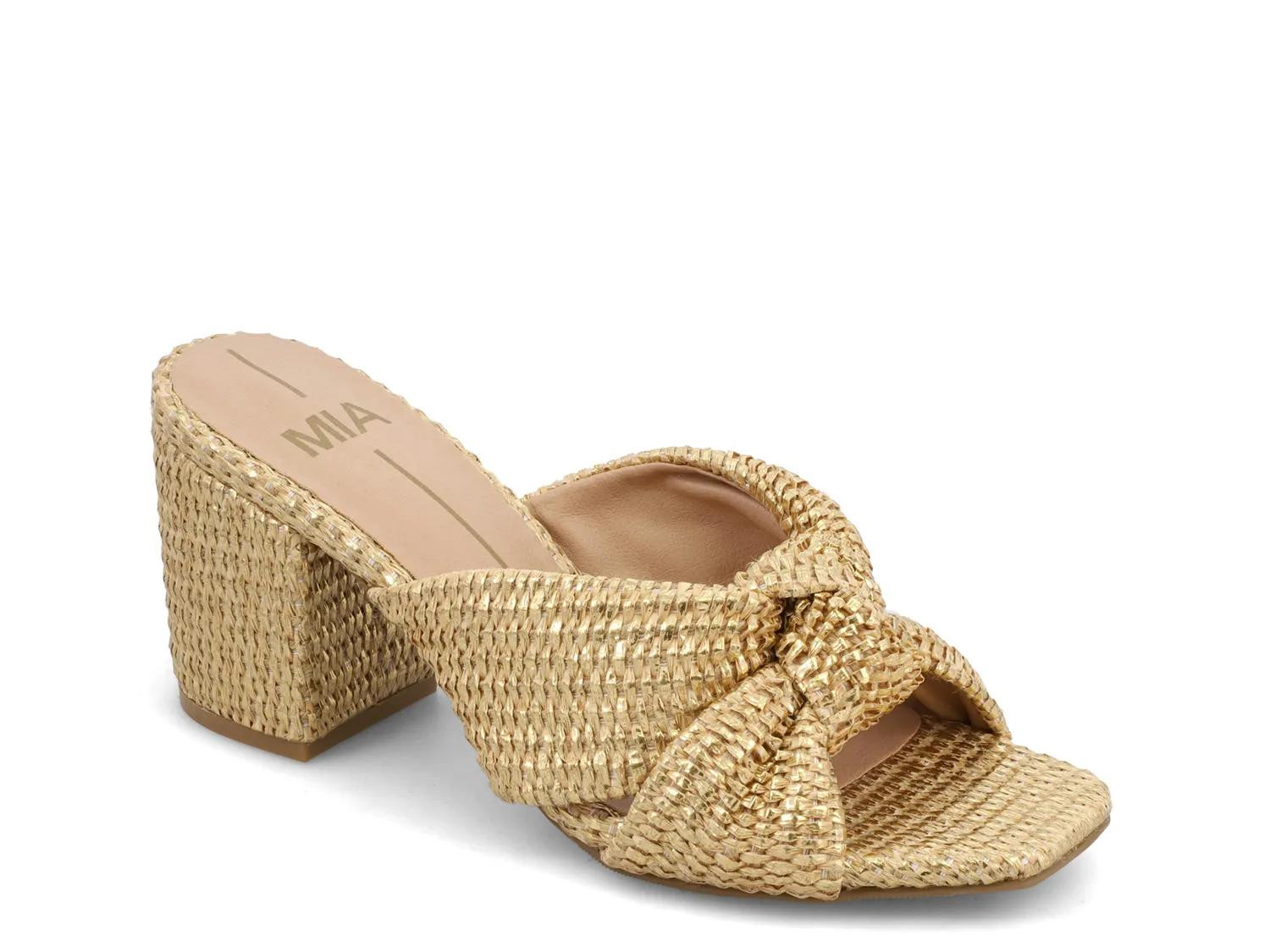Mia Hania Sandal | Women's | Gold Raffia | Size 7.5 | Sandals | Block | DSW