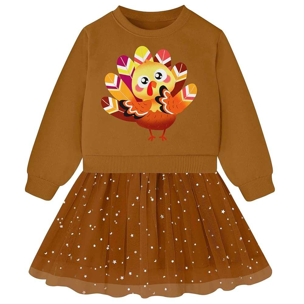 Vieille Girls Dresses Long Sleeve Sweat Party Dress with Sequin Tulle Skirt 2-7 Years | Amazon (US)