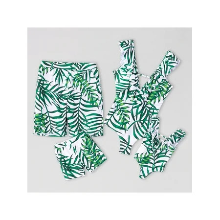 PatPat Green Leaf Family Matching Swimsuits Women Men Boy Girl Beach Swimwear | Walmart (US)