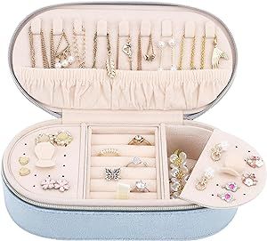 DesignSter Travel Jewelry Box, Velvet Small Jewelry Boxes, Travel Jewelry Case for Women Girls, T... | Amazon (US)