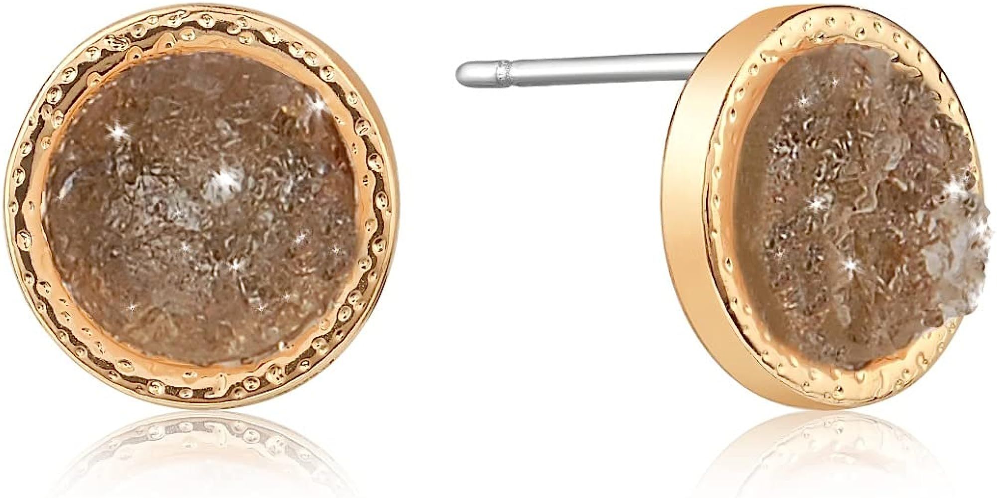 Humble Chic Simulated Druzy Stud Earrings for Women - Gold Tone Round Earring Studs, 10mm or 16mm | Amazon (US)