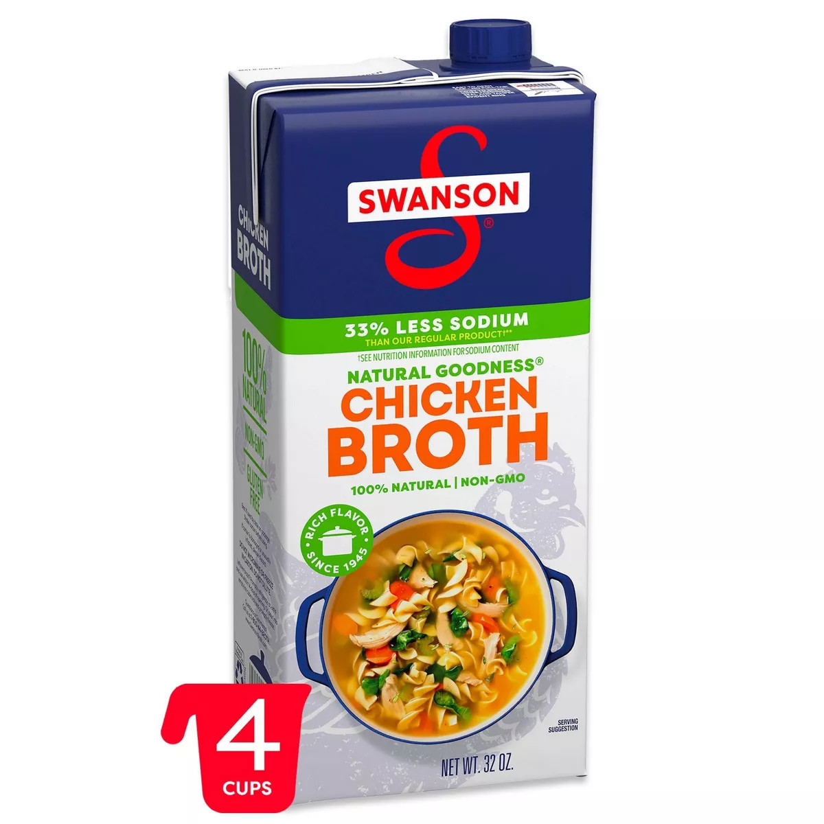 Swanson Natural Goodness Gluten Free 33% Less Sodium Chicken Broth - 32oz | Target