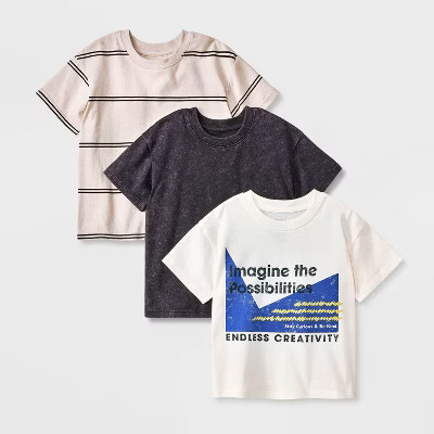Grayson Mini Toddler Boys' 3pk Short Sleeve T-Shirt - 5T: Classic Patterns, Typography | Target