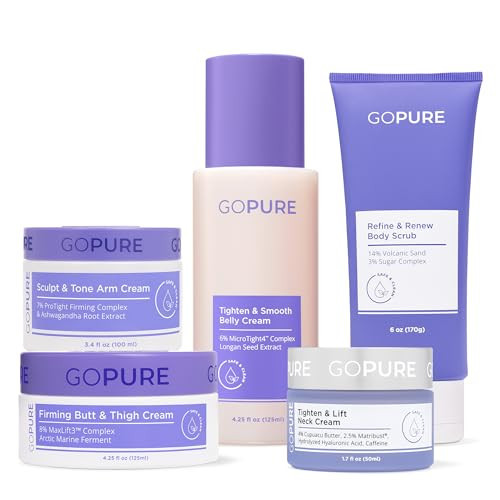 goPure - Total Body Firming Set - Neck, Arm, Butt & Thigh, Belly Cream and Body Scrub | Amazon (US)