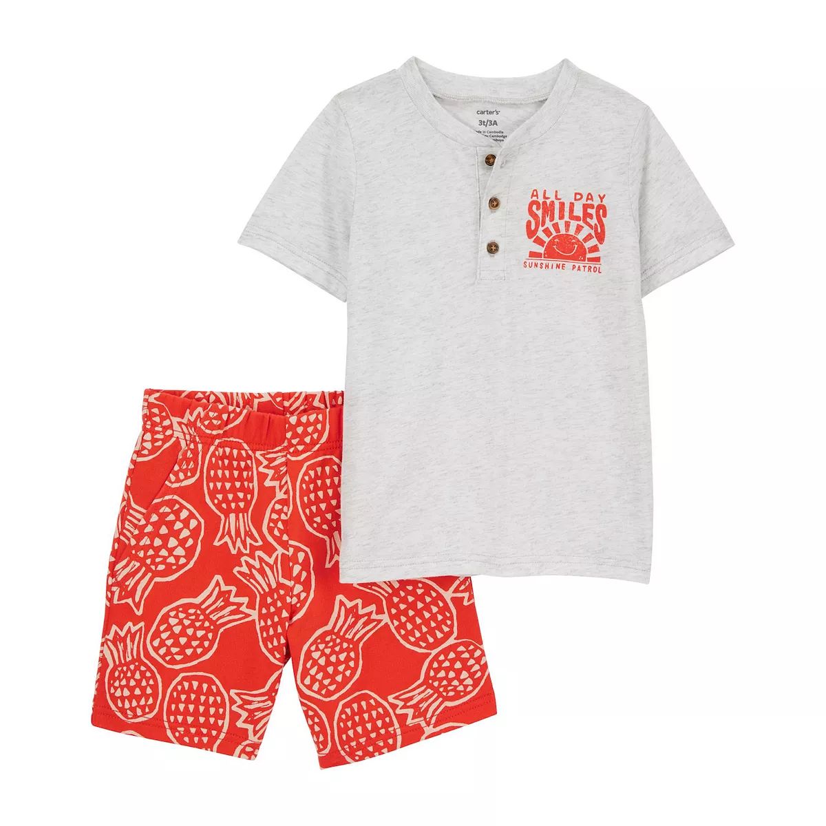 Toddler Boy Carter's Henley Tee & Pineapple Shorts Set | Kohl's