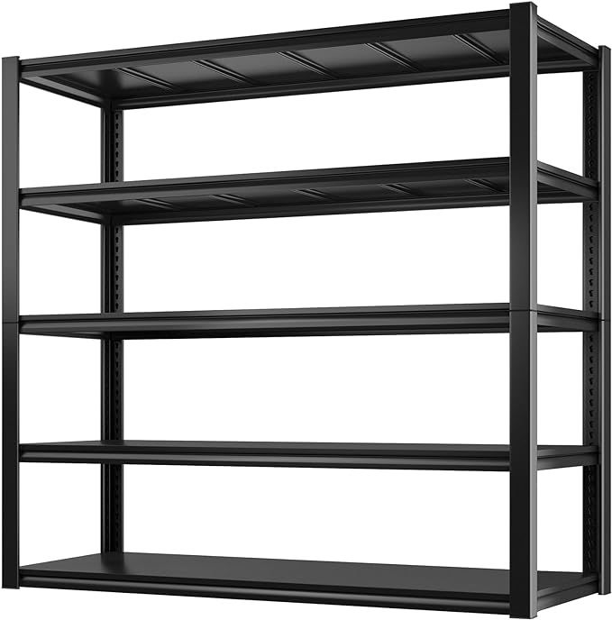 REIBII 48.2" W Garage Shelving 3000LBS Heavy Duty Storage Shelves Adjustable 5 Tier Metal Shelves... | Amazon (US)