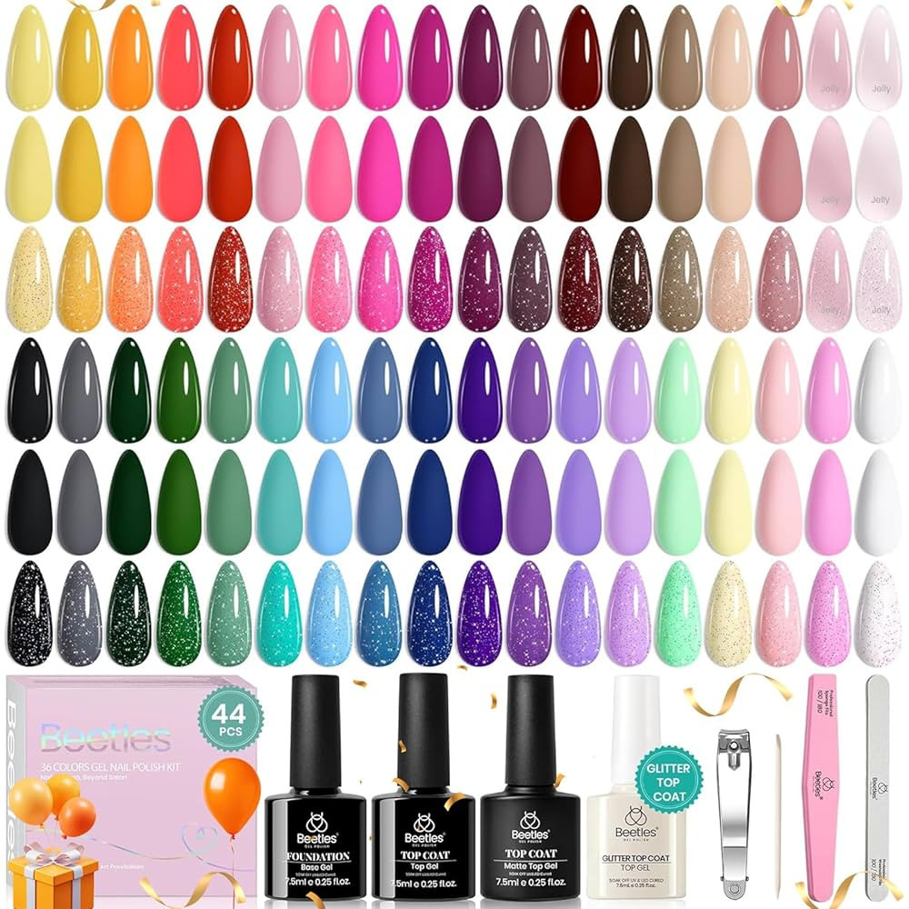 beetles Gel Polish Vivid Seasons, Fall Gel Nail Polish Set, 36 Colors Yellow Burgundy Purple Pink... | Amazon (US)