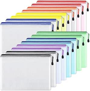 EOOUT 16pcs Mesh Zipper Pouch Document Bag, Zipper Bags for Organizing, Waterproof Zip File Bags,... | Amazon (US)