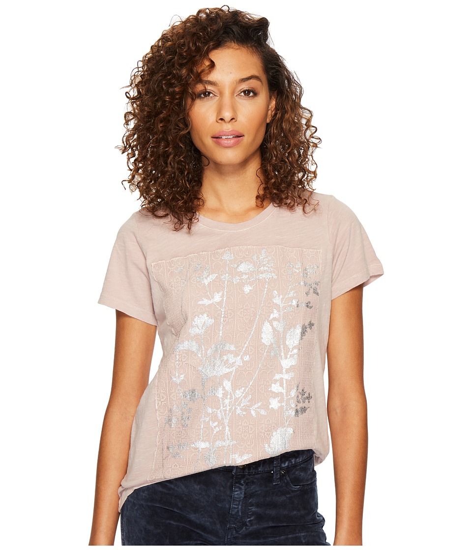 Lucky Brand - Printed Lace Tee (Shadow Grey) Women's T Shirt | Zappos