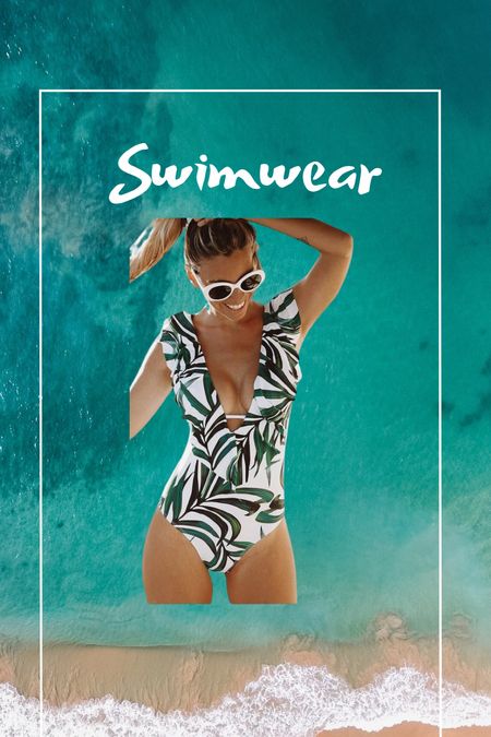 Summer outfit 
Beach vacation 
Vacation outfit 
Swimwear 
One piece swimsuit 
Palm print swimsuit 
Palm leaf swimsuit 

#LTKSeasonal #LTKswim #LTKfindsunder50